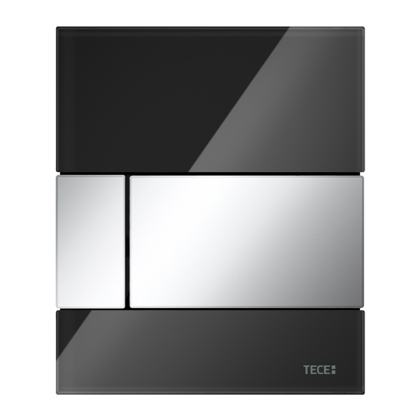 Стеклянная панель смыва для писсуара TECEsquare, стекло черное, клавиши хром глянцевый