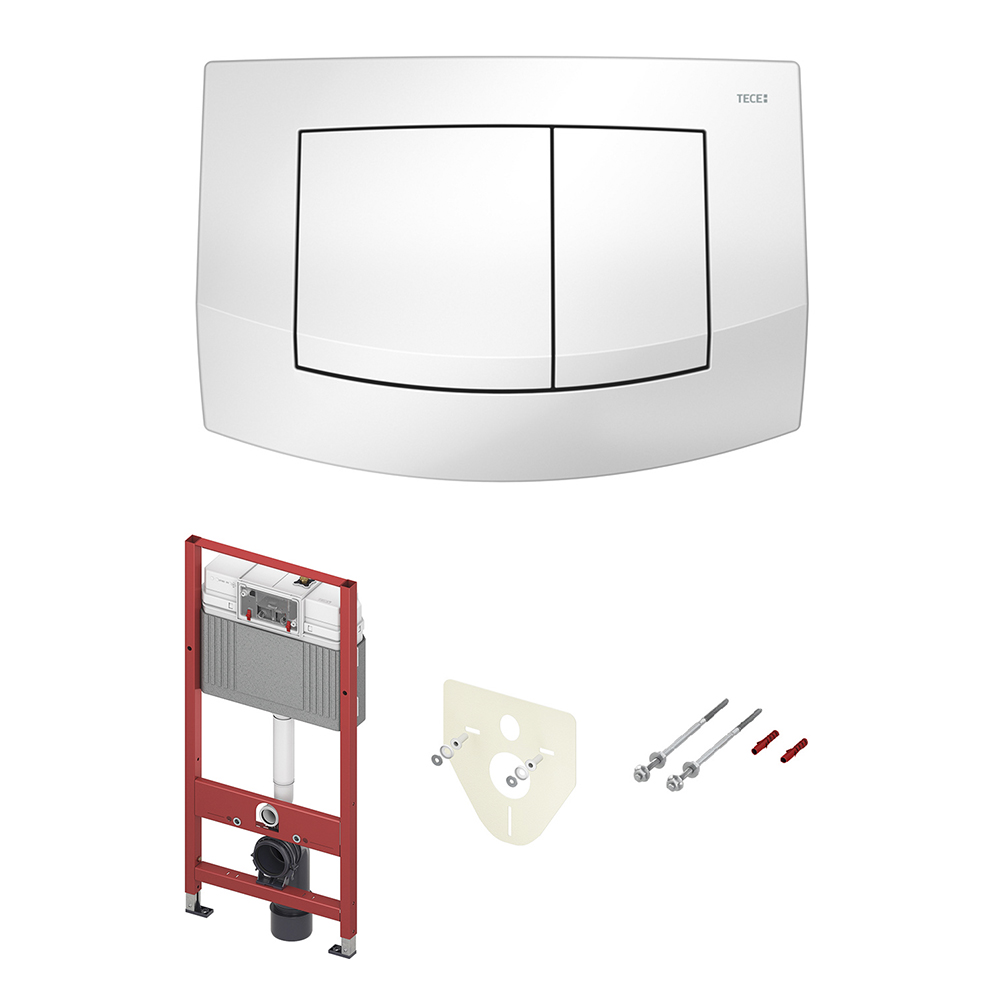 Комплект для установки подвесного унитаза: застенный модуль, пластиковая панель смыва TECEambia, белая
