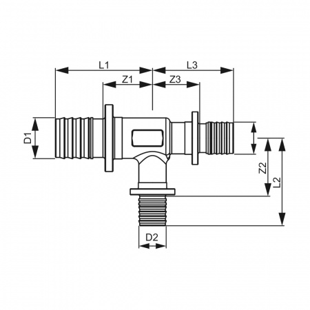 Тройник редукционный TECEflex, латунь