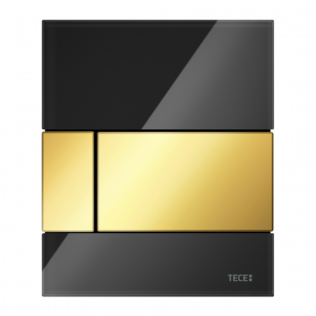 Стеклянная панель смыва для писсуара TECEsquare, стекло черное, клавиши позолоченные