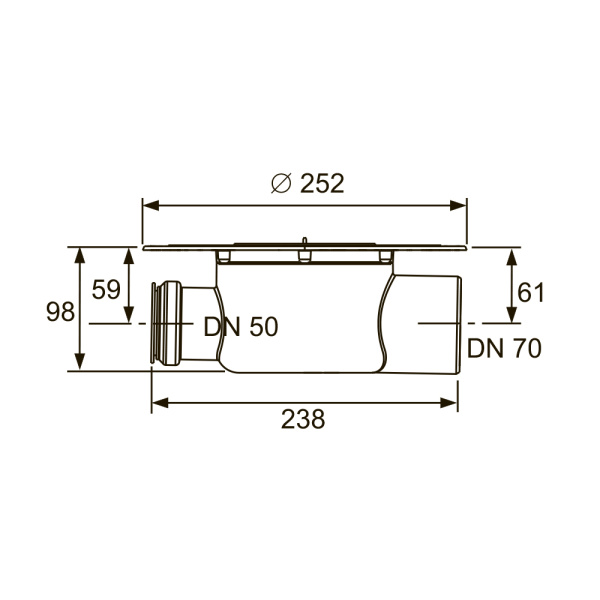 Сифон TECEdrainpoint S DN 70, с универсальным фланцем Seal System