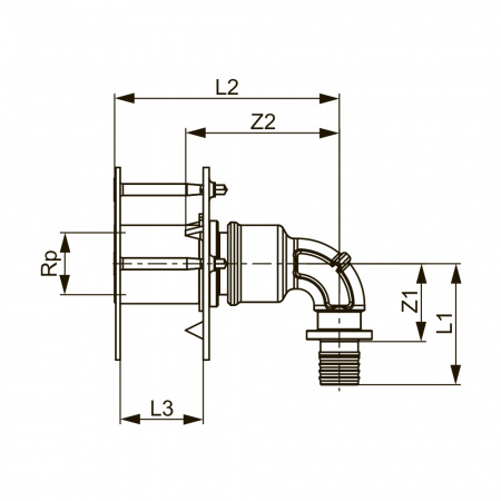 Сквозное присоединение фланцевое TECEflex с зажимным кольцом, бронза