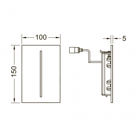 Пластиковая панель смыва для писсуара TECEfilo с ИК-сенсором, питание от сети 230 В, хром глянцевый