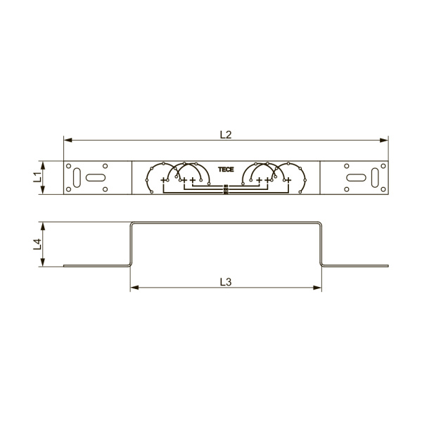 Монтажная пластина TECE из оцинкованной стали для двух настенных уголков
