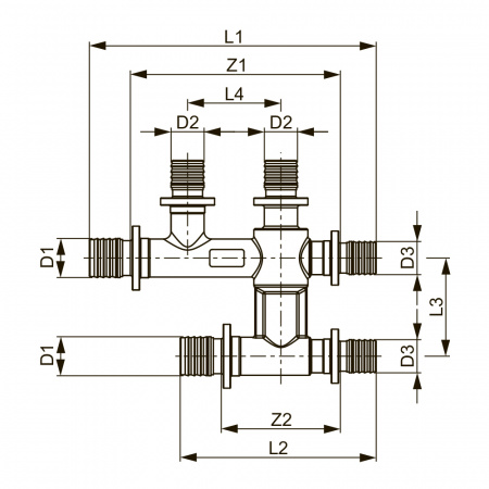 Двойной тройник TECEflex