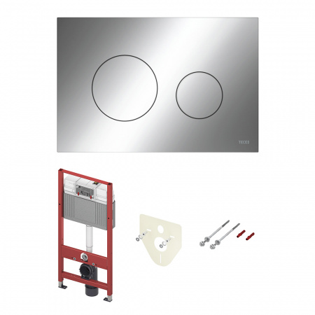 Комплект для установки подвесного унитаза: застенный модуль, пластиковая панель смыва TECEloop, хром глянцевый