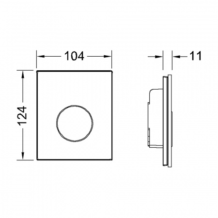 Стеклянная панель смыва для писсуара TECEloop, стекло белое, клавиша хром матовый