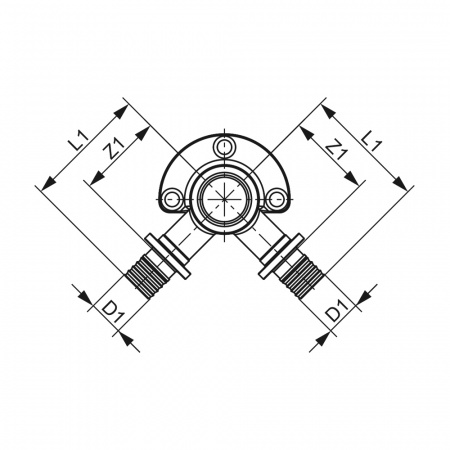 Тройник угловой с настенным креплением TECEflex, латунь