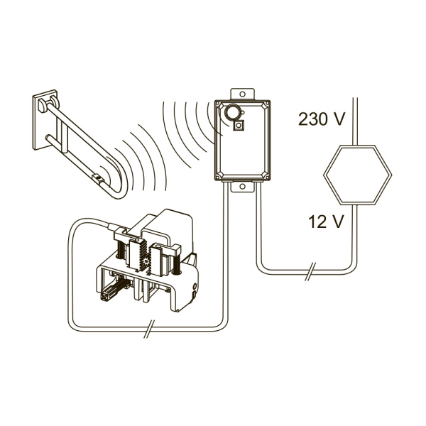 Механизм дистанционной активации смыва унитаза для поручней, питание от сети 12 В