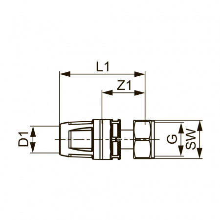 Соединение прямое с накидной гайкой TECElogo-Push, латунь
