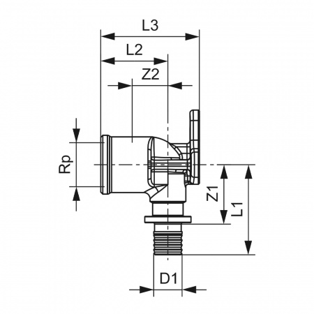 Уголок с настенным креплением TECEflex, латунь