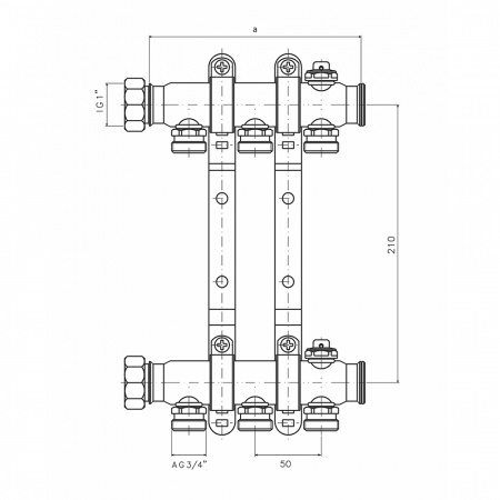 Коллектор для систем отопления в сборе