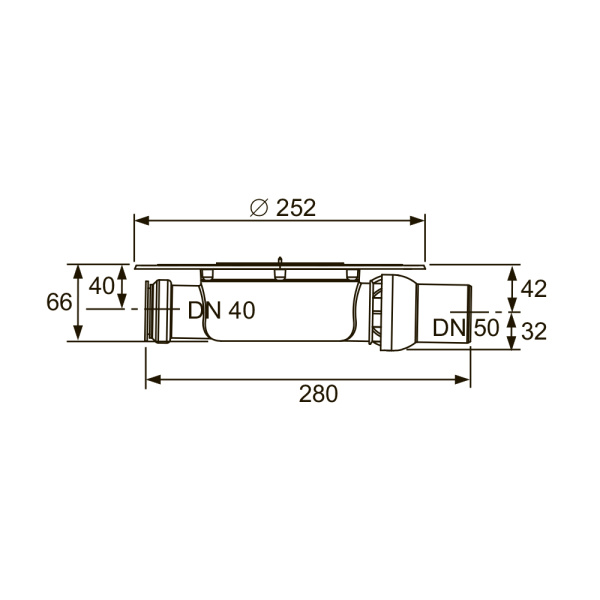 Сифон TECEdrainpoint S DN 50, низкий, с универсальным фланцем Seal System