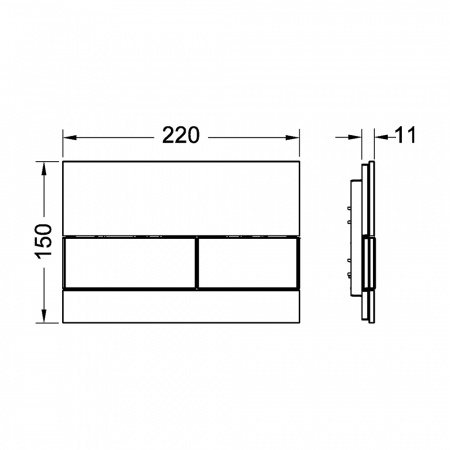 Стеклянная панель смыва для унитаза TECEsquare, стекло белое, клавиши белые