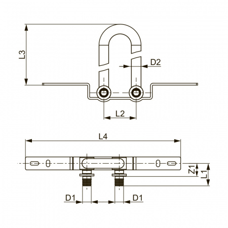 Монтажный узел TECEflex для подключения радиаторов, настенный, никелированный