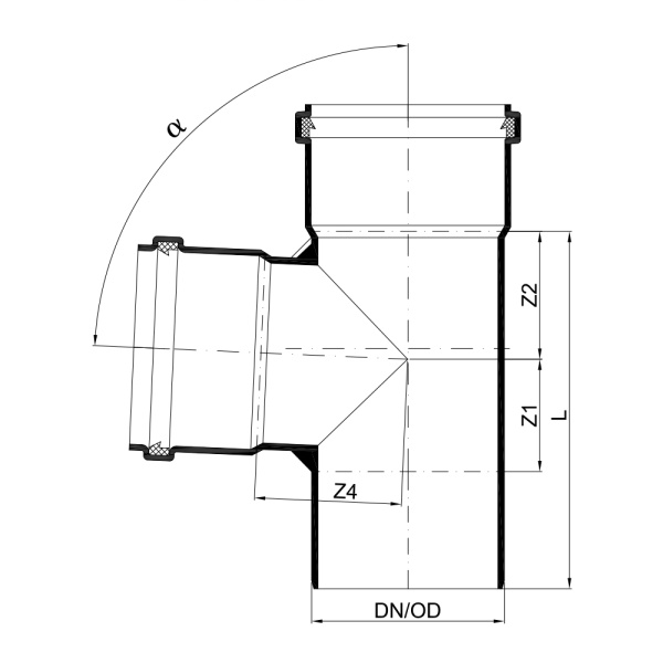 Крестовина угловая, серия NG 87,5°/90°