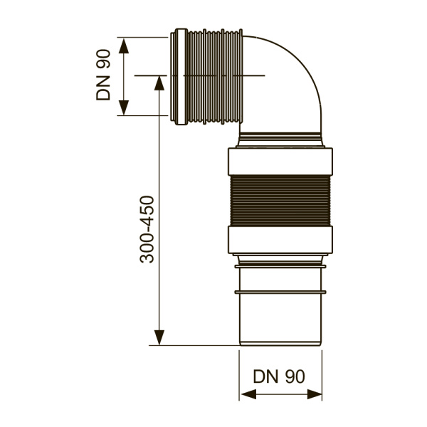 Гофрированный соединительный отвод унитаза TECEprofil DN 90