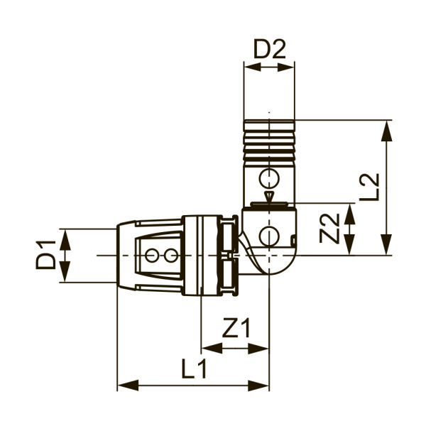 Уголок соединительный TECElogo-Push 90° системы push-fit, PPSU