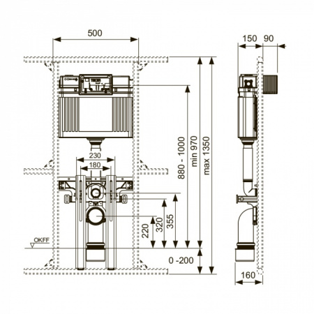 Смывной бачок Uni 2.0, с кронштейнами для подвесного унитаза