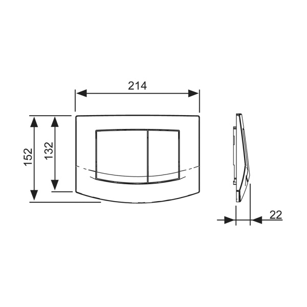 Пластиковая панель смыва для унитаза TECEambia, рамка хром глянцевый, клавиши хром матовый