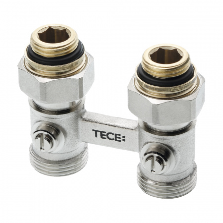 Запорно-присоединительный узел TECE для нижнего подключения радиаторов 1/2" MT, проходной