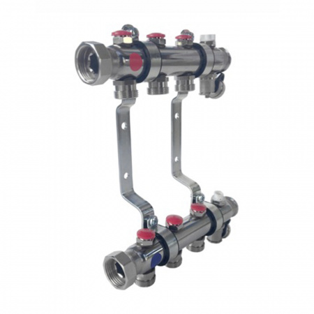 Коллектор для систем отопления с запорными вентилями в сборе