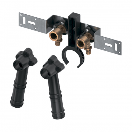 Монтажный комплект TECEflex с настенными уголками из бронзы/кремнистой бронзы, шумопоглощающими элементами и держателем для фанового отвода