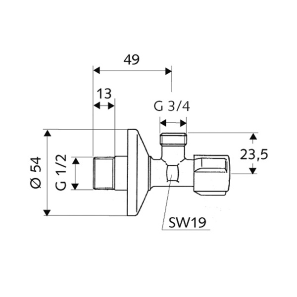 Угловой вентиль Schell Comfort 1/2'' х 3/4''