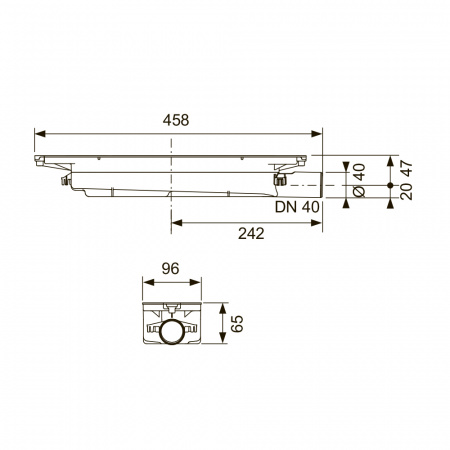 Сифон TECEdrainprofile "заниженный" DN 40 боковой слив