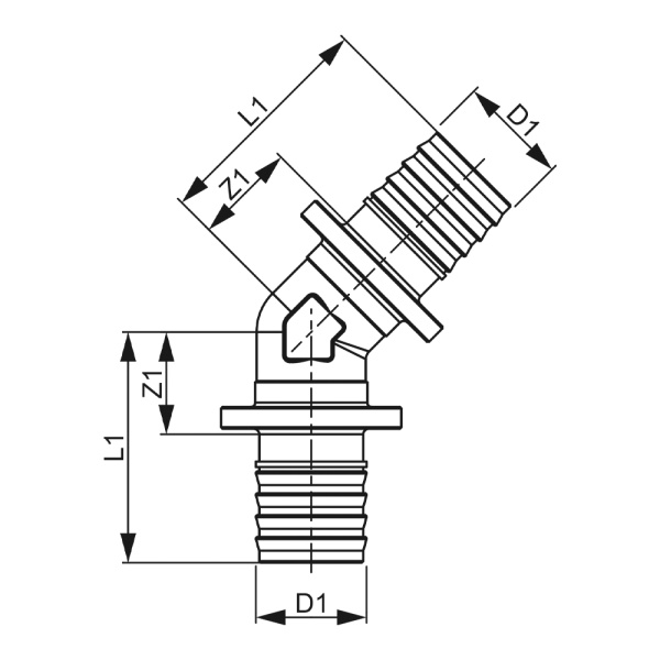 Уголок соединительный 45° TECEflex, латунь